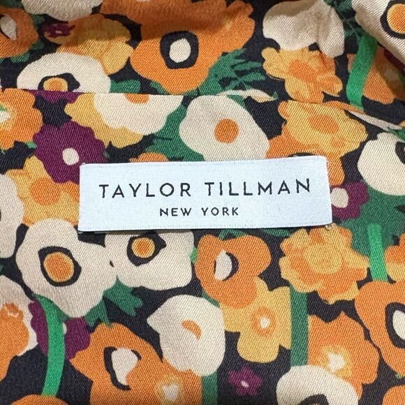 Taylor Tillman New York Floral Button Front Blouse Retro Print Top L Large - Picture 5 of 6